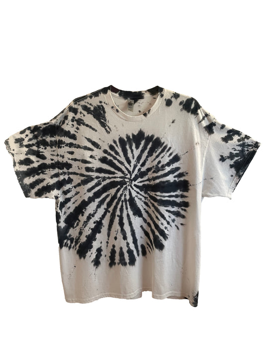 Swirl Tie Dye Shirt Black & White Handmade Tie Dye Tee