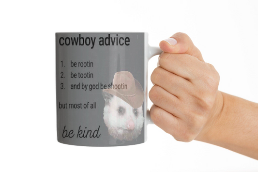 Cowboy Opossum Advice Mug