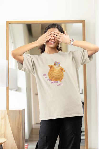 Fat Disco Cat Tee Unisex Sleep T-shirt