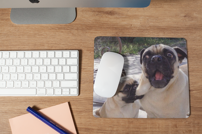 Pug Rivalry Mousepad Adorable Rudeness Mousepad Gift