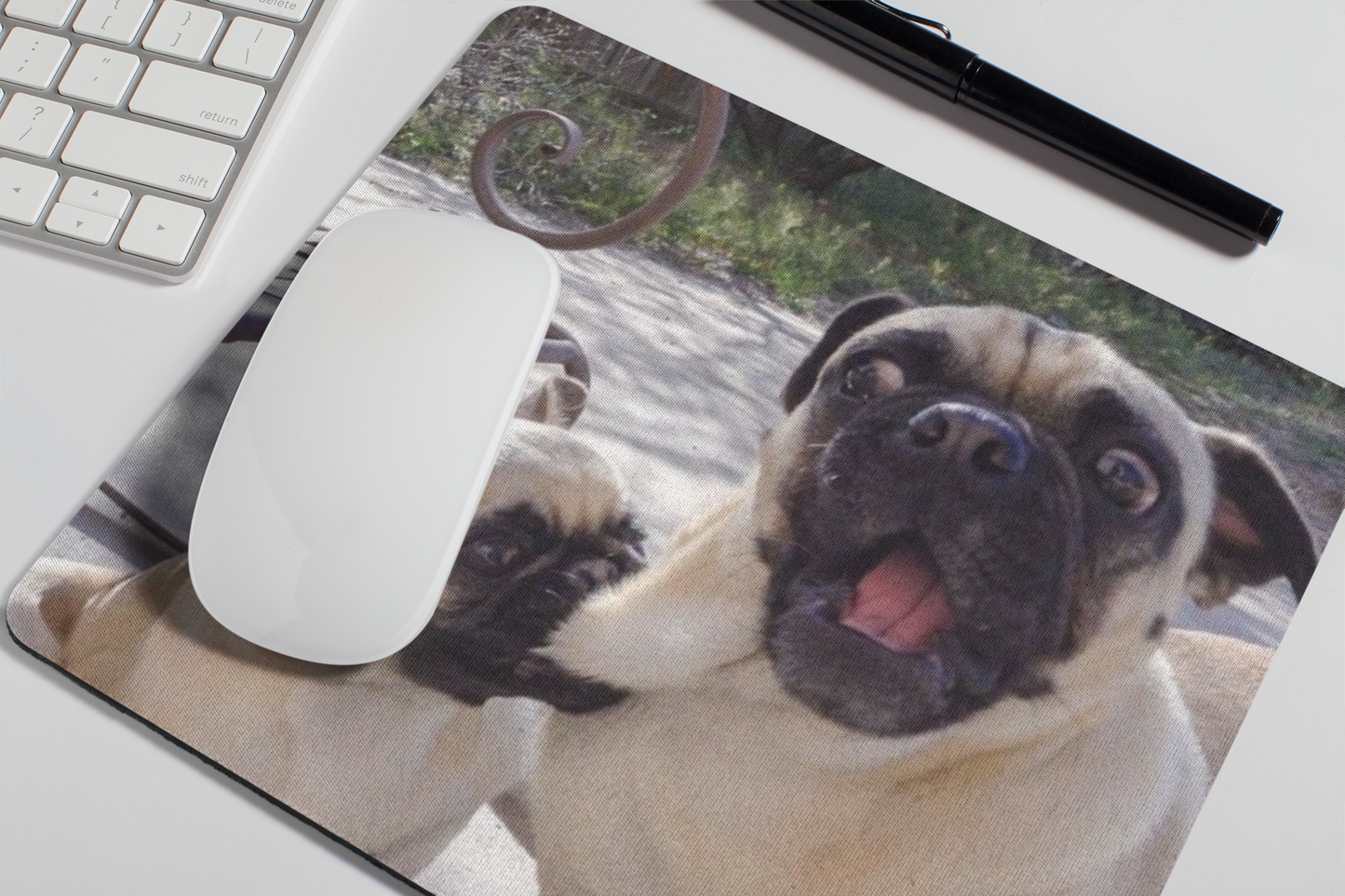 Pug Rivalry Mousepad Adorable Rudeness Mousepad Gift