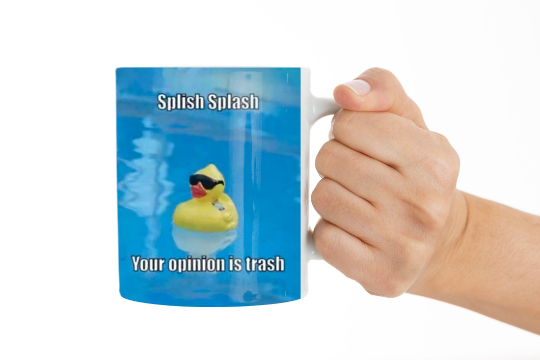 Sassy Duck Mug Funny Coffee Mug Splish Splash Your Opinion Is Trash Adorable Weird Humor Rubber Duckie Mug